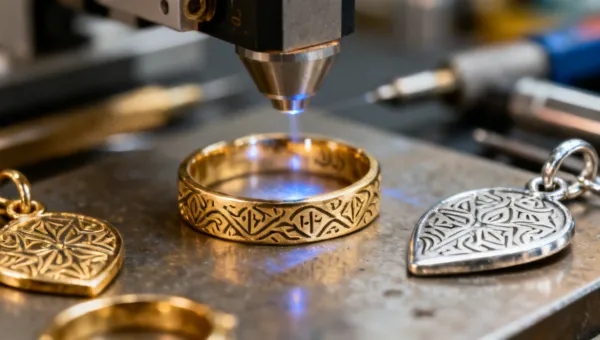 Fiber laser engraving on jewelry rings and pendants